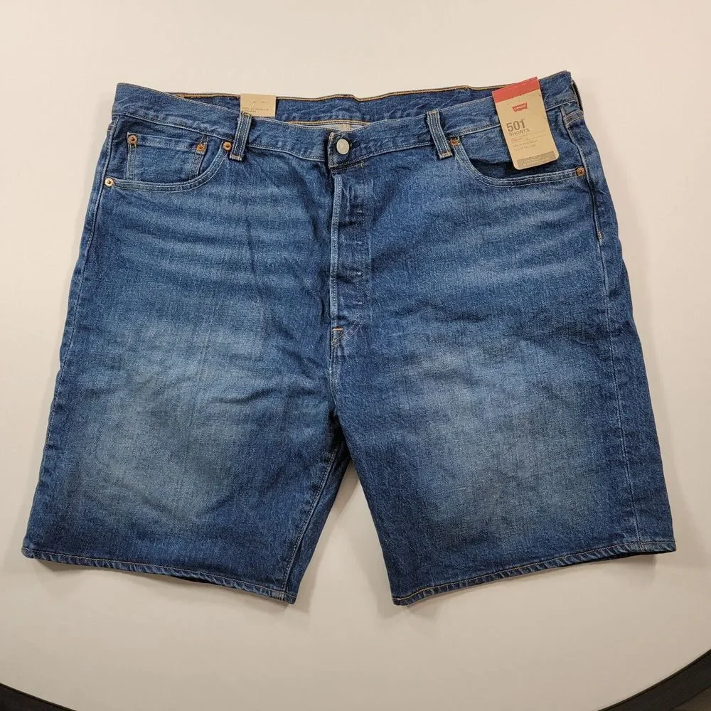 Levi's 501 Denim Shorts Mens 38 Valley Life Blue‎ Hemmed Original Fit